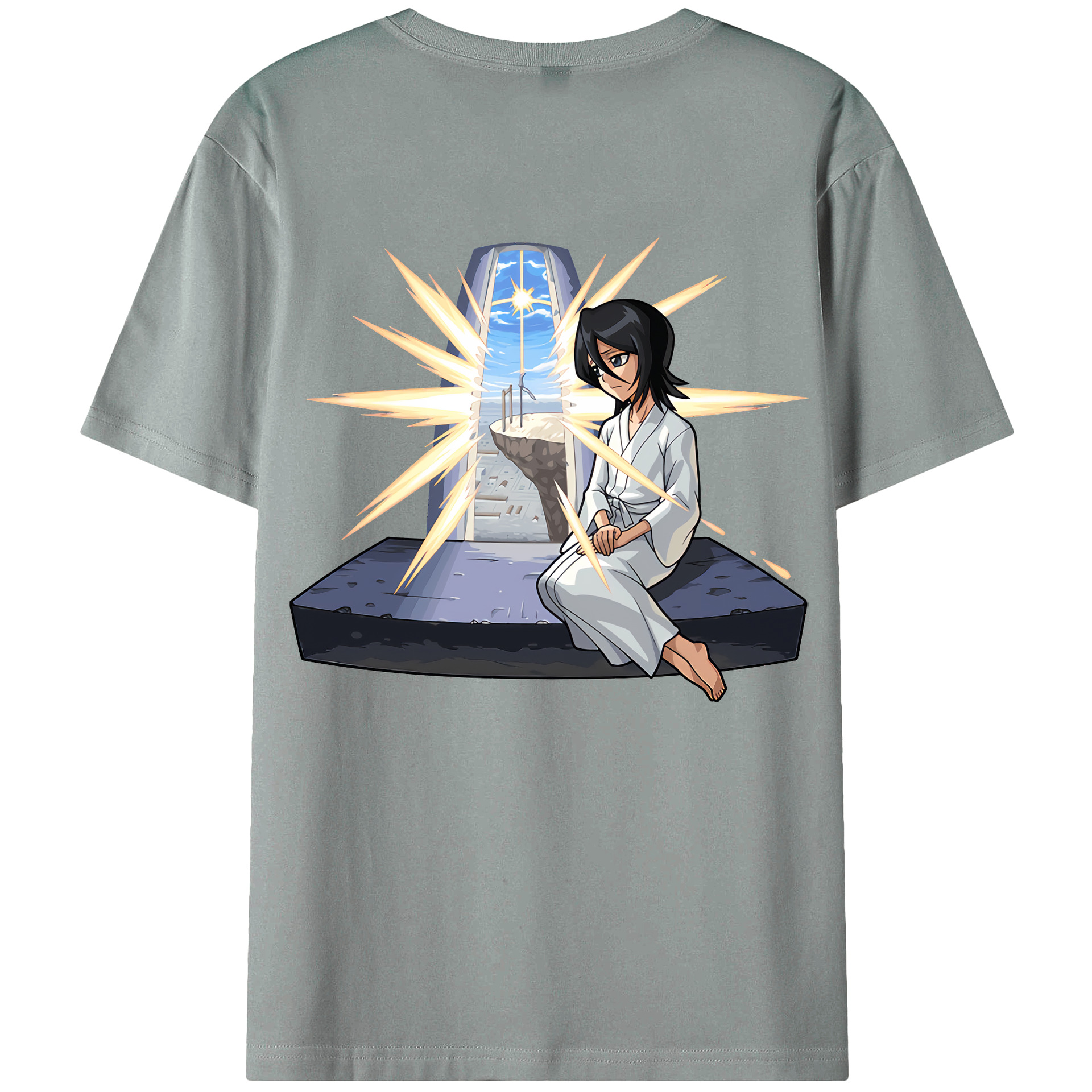 （画像用） ブリーチ 朽木ルキア BLEACH Kuchiki Rukia 綿100％ メンズ半袖Tシャツ（バックプリント） 通気性